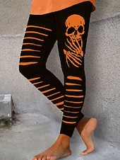 levne Halloween kalhoty-Dámské Legíny prázdniny Vinobraní Módní Plná délka Vysoký pasPantsHalloween Grafika Dýně Potisk Yumuşak Prodyšné Elastické Formální Venkovní Dovolená Bílá Vodní modrá Fialová Oranžová Léto Jaro