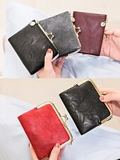 お買い得  ウォレット-女性用 ウォレット クレジットカードホルダーウォレット PUレザー オフィス ショッピング カジュアル ジッパー 複数のポケット 大容量 純色 ブラック ピンク レッド