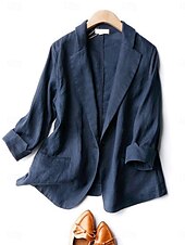 abordables Blazers et Costumes-Femmes Blazer Confortable Respirant Avec Poches Occasionnel Uni Bureau Rue Occasionnel Tenue quotidienne Simple Boutonnage Régulier Col Rabattu Coupe régulière manche longue Vêtements d&#039;extérieur