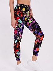 abordables Art &amp; Design Impression-Femmes Leggings Vacances ancien Mode Longueur complète Taille haute Graphique Dégradé Géométrie Impression Doux Respirant Élastique Vacances Occasionnel Quotidien Bleu œuf de mer Noir Rouge Violet