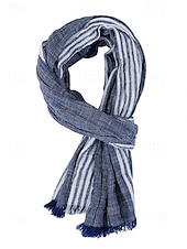 cheap Men&#039;s Ties &amp; Bow Ties-Men&#039;s Striped Cotton Scarf – Lightweight Soft Fringed Wrap for Fall &amp; Winter, Casual Vintage Style Shawl for Travel, Daily Wear &amp; Outdoor Activities