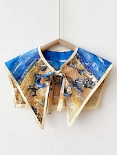 abordables Foulards pour femmes-Col amovible imprimé artistique pour femme – col foulard coloré inspiré de Van Gogh, style rétro vintage, accessoire de mode élégant pour tenues décontractées, tenues de bureau et événements artistiques