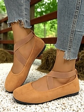 ieftine Pantofi Joși de Damă-Pantofi sport pentru femei cu vârf lat și baretă încrucișată – pantofi casual confortabili pentru purtare zilnică, picnicuri în grădină și weekenduri la fermă