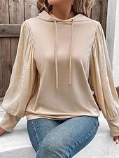 abordables Sweatshirts et Hoodies Texturés-Femmes Sweat à capuche Uni Streetwear Occasionnel Confortable manche longue À capuche Hauts Réguliers Rue Fête Sortir Cordon de serrage Kaki Printemps Automne