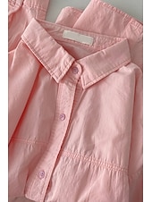 billige Skjorter-dameskjorte i 100 % bomull ensfarget elegant hverdag stilig langermet skjortekrage vanlig topper arbeid daglig ferie hvit gul rosa blå grønn vår, høst, vinter, sommer