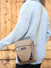 economico Borselli da uomo-Borsa a tracolla da uomo in tela resistente all&#039;acqua con design antigraffio, borsa a tracolla casual in stile vintage per esterni, viaggi e uso quotidiano