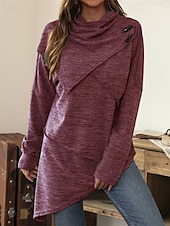 preiswerte Damen Einfache Oberteile-Damen Pullover Mode Täglich Lässig Einfarbig Gerippt Kapuze Gestrickt Langarm Normale Oberteile Stricken Täglich Ferien Ausgehen Schwarz Wein Herbst Winter
