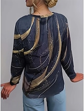 voordelige Kunst &amp; Design t-shirt-Dames T-shirt Grafisch Geometrisch Vintage Stijlvol Klassiek Lange mouw Strakke ronde hals Ronde hals Normale tops Dagelijks Afdrukken Wit Blozend Roze Groen Khaki Lichtgrijs Zomer Lente Herfst