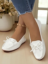 preiswerte Ballerinas für Damen-Damen-Mokassins mit goldfarbener Metallic-Schleife – bequeme Slipper, lässige und elegante flache Schuhe für Damen, perfekt für Partys, Reisen und den Alltag