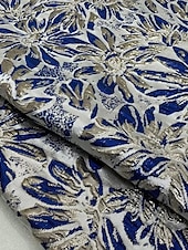 billiga Cocktailklänningar-blommig jacquard a-linjeformad cocktailklänning elegant klänning formell bröllop te-lång midi-längd 3/4-ärm v-ringning stretchig crepe med rosett(er) veck ficka 2025