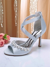 رخيصةأون كوكتيل-صنادل نسائية بكعب عالٍ ومقدمة مفتوحة من الأمام ومرصعة بأحجار الراين من الساتان - أحذية أنيقة بأشرطة متقاطعة للسيدات، مثالية لحفلات الكوكتيل والمناسبات الرسمية