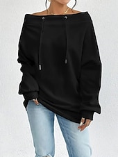 cheap Plain Tops-Women&#039;s Pullover Sweatshirt Plain Casual Long Sleeve Round Neck Regular Tops Street Dailywear Black White Blue Gray Fall Winter