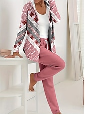 abordables Survêtements pour femmes-Femmes Actif Quotidien Sweat à capuche Survêtement Ensembles de Pantalons manche longue À capuche A Ombre Graphique Cordon de serrage Imprimé Extérieur Occasionnel Rose Claire Bleu Printemps Coupe