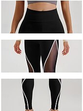economico Leggings semplici-Per donna Collant Collant Atletico Lunghezza al polpaccio Vita Alta Patchwork Patchwork Comodo Sollevamento glutei Controllo addominale Yoga Casual Quotidiano Nero Primavera Autunno Aderente