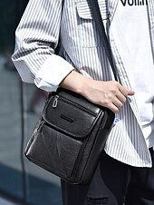 olcso Férfitáskák-Férfi vízálló műbőr crossbody táska több zsebes kialakítással – laza utazó válltáska napi ingázáshoz, munkába vagy hétvégi kirándulásokhoz