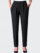 economico pantaloni eleganti da donna-Per donna Pantaloni Eleganti Streetwear Casual Lunghezza intera Naturale Semplice Tasca Elastico in vita Comodo Formale Ufficio Affari Nero Autunno Vestibilità regolare