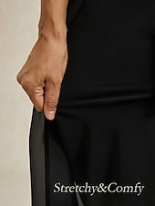 cheap Pants-Women&#039;s Culottes Wide Leg Elegant Vacation Fashion Long High Waist Black Summer Spring Fall