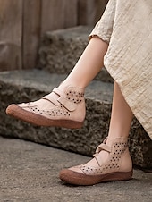 preiswerte Ballerinas für Damen-Mary-Jane-Schuhe aus Kunstleder mit weiter Passform und Cut-outs – bequemer Retro-Casual-Stil für Bauernhofbesuche, Gartenspaziergänge und Wochenendausflüge