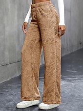 economico gamba larga e vita alta-Per donna Gamba larga Pantaloni Eleganti Streetwear Casual Lunghezza intera Naturale Semplice Elastico in vita Confortevole Ferie Uscire Weekend Grigio Nero Bianco Cachi Autunno Vestibilità regolare