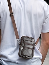 ieftine Genți de Băieți-Geantă de umăr crossbody din piele pentru bărbați, cu design multi-buzunare, geantă mică de călătorie și geantă de talie pentru uz zilnic casual și activități în aer liber
