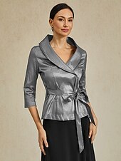 preiswerte Hosenanzüge für Mama-Zweiteilig Brautmutterkleid Elegant V Ausschnitt Knöchellänge Taft Dreiviertelarm mit Schärpe / Band Schleife(n) 2025