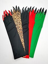 preiswerte Halloween-Zubehör-Lange Halloween-Krallenhandschuhe für Damen – Kunstnageldesign, dehnbares Polyester, gruseliges Cosplay-Kostümzubehör für Partys und Veranstaltungen