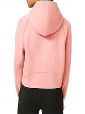 cheap Plain Tops-Women&#039;s Pullover Hoodie Sweatshirt Plain Streetwear Casual Long Sleeve Hooded Regular Tops Street Holiday Zipper Light Pink Black Pink Red Navy Blue Winter