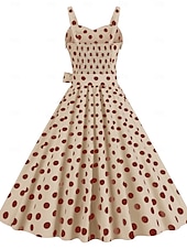 levne Šaty-Retro 50. léta Rockabilly Polední Šaty Houpací šaty Flare šaty S páskem Popruh na špagety Puntíkované A-Linie Dámské Karneval Denní nošení Čajový dýchánek Retro tematická párty Dospělí Šaty Jaro léto