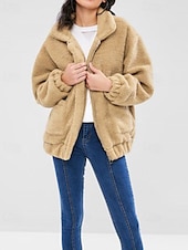 abordables Sweatshirts Flous-Femmes Sweats zippés Uni Occasionnel manche longue Col roulé Hauts Réguliers Rue Fête Sortir Fermeture éclair Avec Poches Noir Blanche Rouge Kaki Automne Hiver