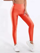 billiga Enkla Leggings-Dam Shorts Damasker Streetwear Ledigt Fullängd Hög midja Slät Elastisk midja Mateial som andas Elastisk Semester Gata Dagliga kläder Rödbrun Kamel Vin Svart Vår Höst Normal