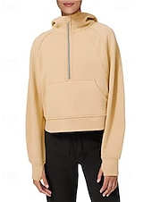 cheap Plain Tops-Women&#039;s Pullover Hoodie Sweatshirt Plain Streetwear Casual Long Sleeve Hooded Regular Tops Street Holiday Zipper Light Pink Black Pink Red Navy Blue Winter
