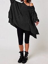 economico Felpe e Sweatshirt Texturizzati-Per donna Felpa con cappuccio Semplice Moderno Casual Manica Lunga Con Cappuccio Top Regolari Ferie Uscire Tasca Nero Blu Viola Marrone Beige Autunno