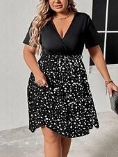 ieftine Rochii-Pentru femei Mărime Plus Rochie casual Leopard În V Manșon scurt Primăvară Toamnă Elegant Modă Modern Casual Rochie mini Zilnic Concediu Rochie