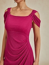 billiga Enkel klänning-Dam Maxiklänning Sheath Dress Elegant party Födelsedag Ensfärgat Ärmlös Fyrkantig hals Fuchsia Sommar