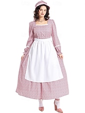  250e anniversaire des États-Unis 19ème siècle années 1800 Costume de cosplay Robe Prairie Ensemble bonnet et tablier Fille pionnière Epoque Coloniale Pionnier Guerre d'indépendance américaine Fleuri