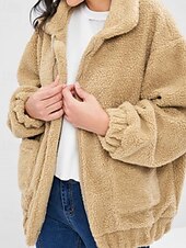 abordables Sweatshirts Flous-Femmes Sweats zippés Uni Occasionnel manche longue Col roulé Hauts Réguliers Rue Fête Sortir Fermeture éclair Avec Poches Noir Blanche Rouge Kaki Automne Hiver