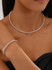 levne Dámský náhrdelník-Dámský třpytivý síťovaný náhrdelník nebo náramek - elegantní šperk ve zlaté barvě, lehký a stylový, ideální pro dámské koktejlové a večerní outfity
