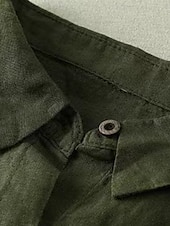 abordables Chemises-Femmes Chemises en coton et lin Couleur Unie Élégant Basique Occasionnel manche longue Col de chemise Hauts Longs Quotidien Boutons Blanche Vert Véronèse Kaki Été Automne
