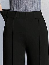 economico gamba larga e vita alta-Per donna Gamba larga Pantaloni Eleganti Moda Streetwear Lunghezza intera Naturale Semplice Elastico in vita Confortevole Affari Lavoro Formale Nero Bianco Autunno Vestibilità regolare