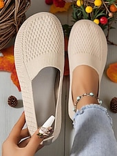 economico Slip-ons e mocassini da donna-scarpe slip-on da donna a punta larga – comode ballerine in Flyknit traspirante, perfette per l&#039;uso quotidiano, i viaggi, il giardino e le attività all&#039;aperto