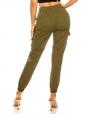 cheap Women&#039;s Cargo Pants-Women&#039;s Cargo Pants Slacks Streetwear Casual Full Length Natural Plain Pocket Soft Holiday Weekend Dark Yellow claret Forest Green Camel Fall Regular Fit