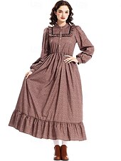  250e jubileum VS 19e eeuw jaren 1800 Cosplay kostuum Prairiejurk Pionier Meisje Koloniaal Pionier Onafhankelijkheidsoorlog Kostuum Dames Halloween Carnaval 4 juli Volwassenen Kleding Schort