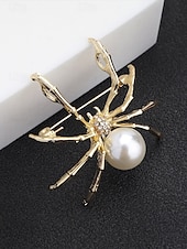 preiswerte Halloween-Zubehör-Halloween-Spinnenbrosche für Damen – schwarze Spinnennadel aus Legierung mit Kunstperle, Vintage-Schmuck im Gothic-Stil für Damen, ideal für Partys, Cosplay und Kostümzubehör
