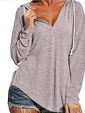 abordables Hauts Simples-Femmes Sweat à capuche Uni Occasionnel manche longue À capuche Hauts Réguliers Rue Tenue Quotidienne Noir Rose Claire Bleu Gris Automne Hiver