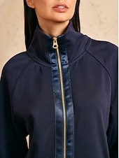 cheap Sweatshirt &amp; Outerwear-Women&#039;s Golf Jacket Dark Grey Black White Long Sleeve Top Ladies Golf Attire Clothes Outfits Wear Apparel