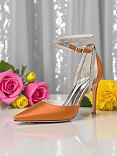 economico cocktail-Scarpe con tacco a spillo da donna in raso viola con punta affilata e cinturino alla caviglia con strass - scarpe eleganti con tacco alto glamour per signore, ideali per cocktail party ed eventi