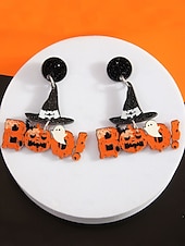 billige Halloween-tilbehør-Halloween-øredobber i akryl til dame – lett spøkelseshatt, gresskarhatt og heksehatt &amp;Skjelettdesign for tenåringer og voksne, perfekt for Halloween-kostymer og festtilbehør