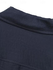 preiswerte Damen Einfache Oberteile-Damen Hemd Textur Bluse Bluse Einfach Modern Lässig Langarm Hemdkragen Normale Oberteile Täglich Ausgehen Gerafft Marineblau Herbst