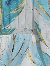 preiswerte Blumenkleid-Damen Midikleid Freizeitkleid Chiffon Schwingkleid Modern Urlaub Täglich Wochenende Normale Passform Feder Langarm V Ausschnitt Weiß Blau Leicht Blau Sommer Frühling Herbst