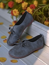ieftine Mocasini de Damă-Balerini maro pentru femei cu vârf lat și accent de fundă – pantofi confortabili de inspirație vintage pentru plimbări de toamnă, întâlniri la țară și naveta zilnică